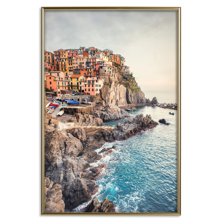 Wall Poster Magical Harbor - landscape of architecture on cliffs against the ocean 130451 additionalImage 17