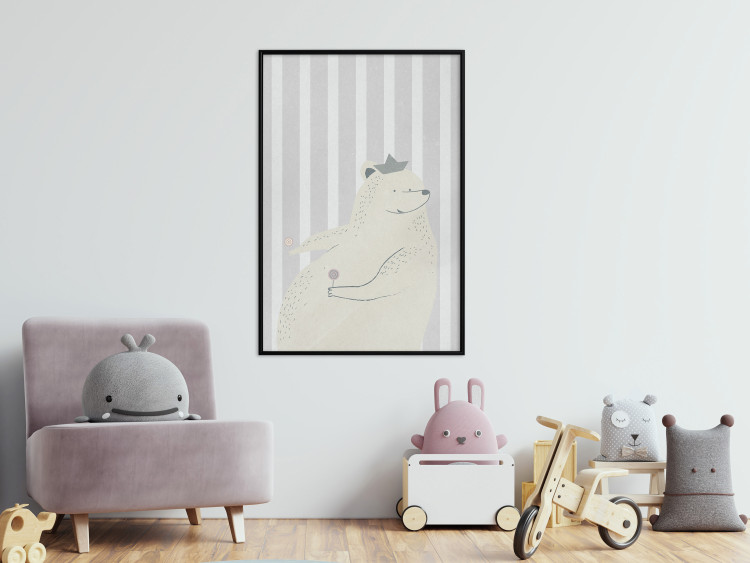 Wall Poster Sweet-Toothed Bear - funny animal with two lollipops on a striped wall 130551 additionalImage 4