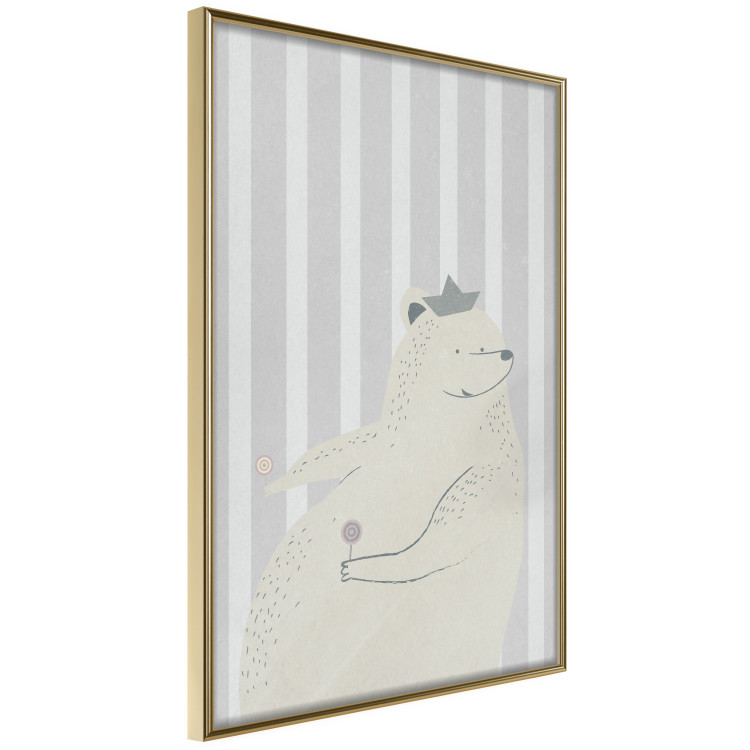 Wall Poster Sweet-Toothed Bear - funny animal with two lollipops on a striped wall 130551 additionalImage 12