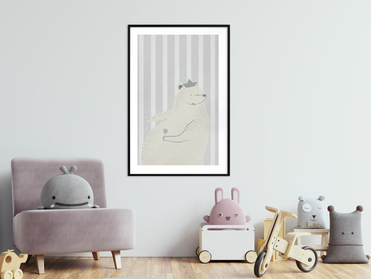 Wall Poster Sweet-Toothed Bear - funny animal with two lollipops on a striped wall 130551 additionalImage 18