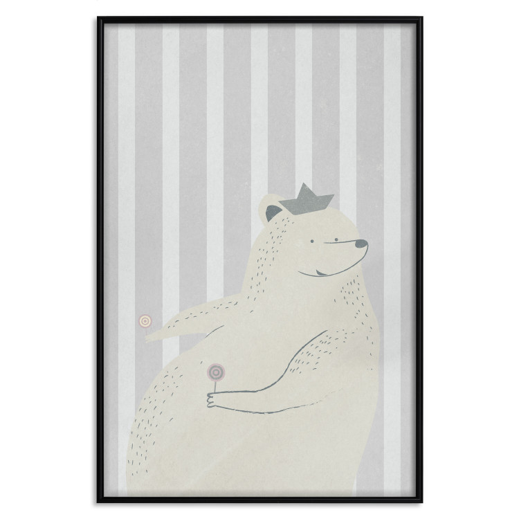 Wall Poster Sweet-Toothed Bear - funny animal with two lollipops on a striped wall 130551 additionalImage 16