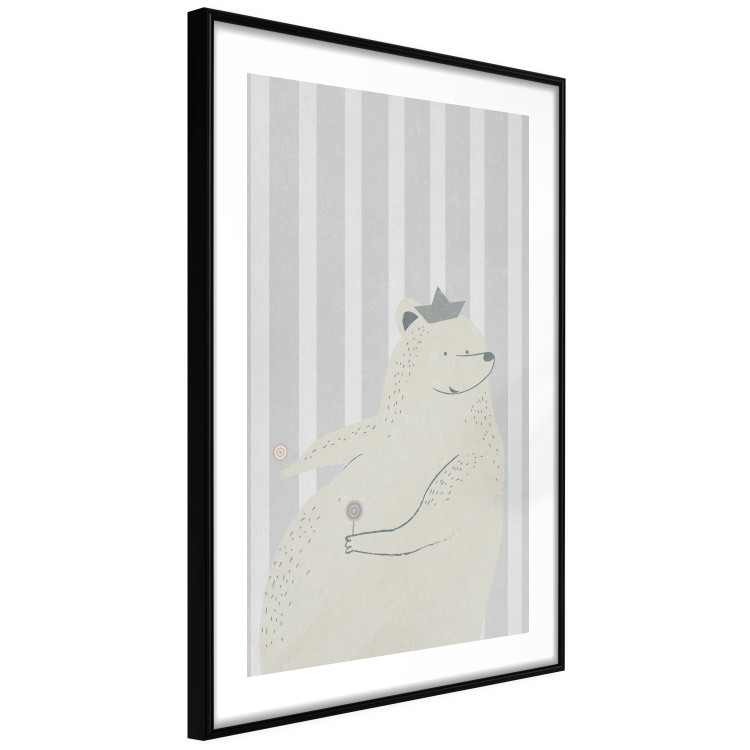 Wall Poster Sweet-Toothed Bear - funny animal with two lollipops on a striped wall 130551 additionalImage 6