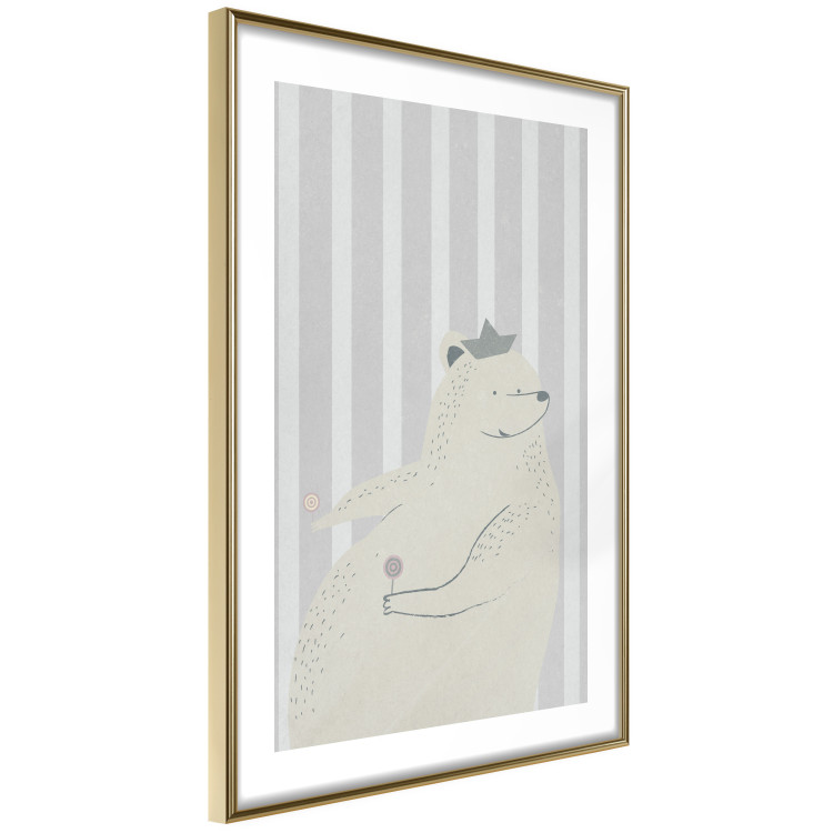 Wall Poster Sweet-Toothed Bear - funny animal with two lollipops on a striped wall 130551 additionalImage 7