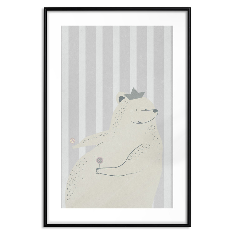 Wall Poster Sweet-Toothed Bear - funny animal with two lollipops on a striped wall 130551 additionalImage 15