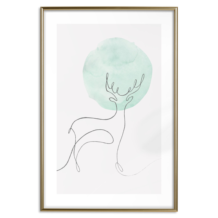 Poster Moon Line - line art of a deer against an abstract moon background 131851 additionalImage 14