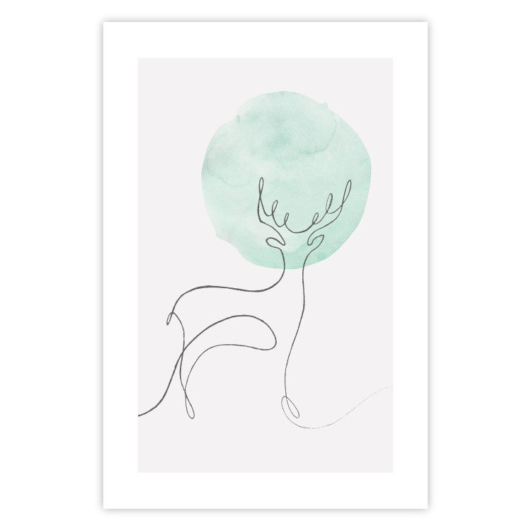 Poster Moon Line - line art of a deer against an abstract moon background 131851 additionalImage 19