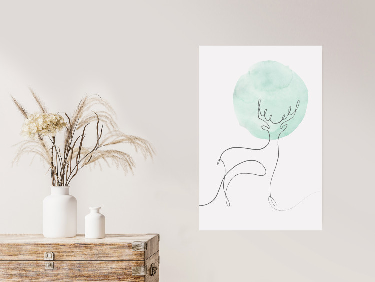 Poster Moon Line - line art of a deer against an abstract moon background 131851 additionalImage 2