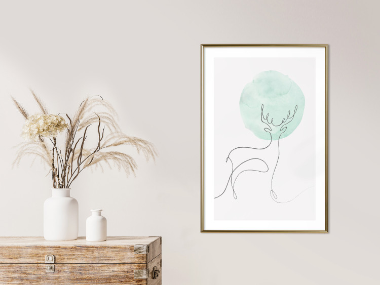 Poster Moon Line - line art of a deer against an abstract moon background 131851 additionalImage 13