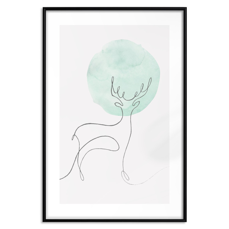 Poster Moon Line - line art of a deer against an abstract moon background 131851 additionalImage 15