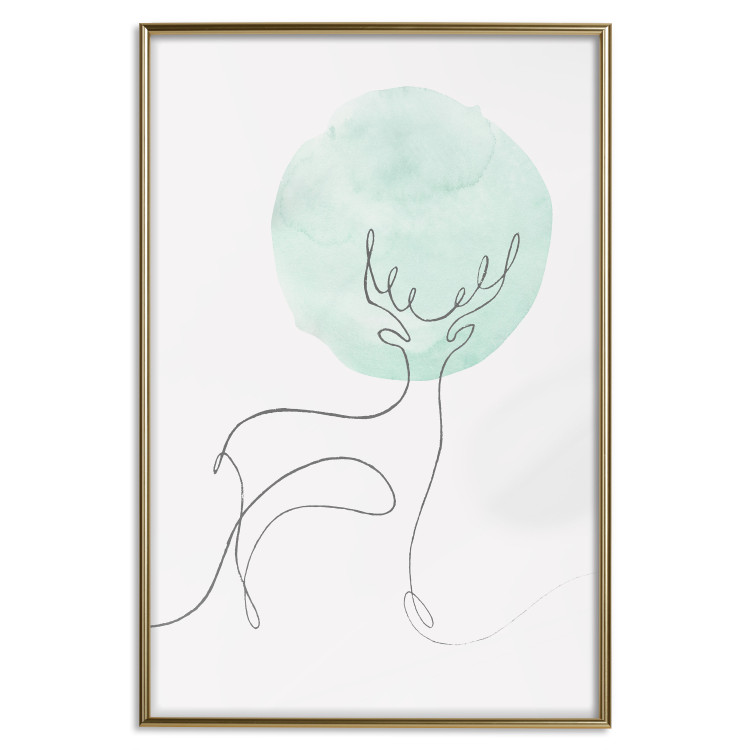 Poster Moon Line - line art of a deer against an abstract moon background 131851 additionalImage 17