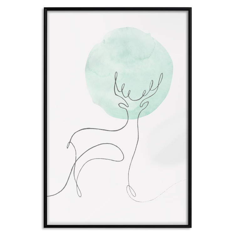 Poster Moon Line - line art of a deer against an abstract moon background 131851 additionalImage 16
