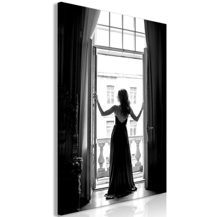 Canvas Art Print Woman in window - black and white photograph with woman silhouette 132251 additionalImage 2