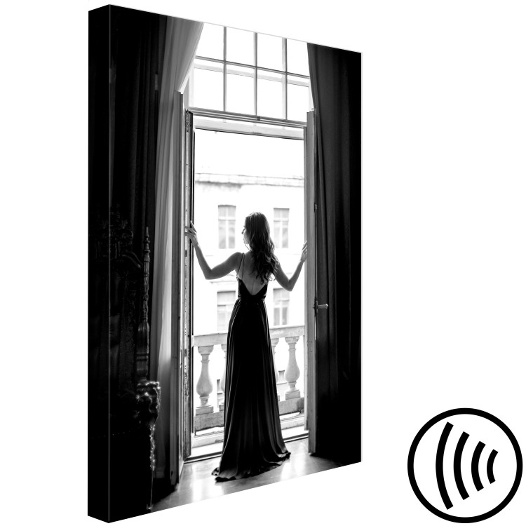 Canvas Art Print Woman in window - black and white photograph with woman silhouette 132251 additionalImage 6