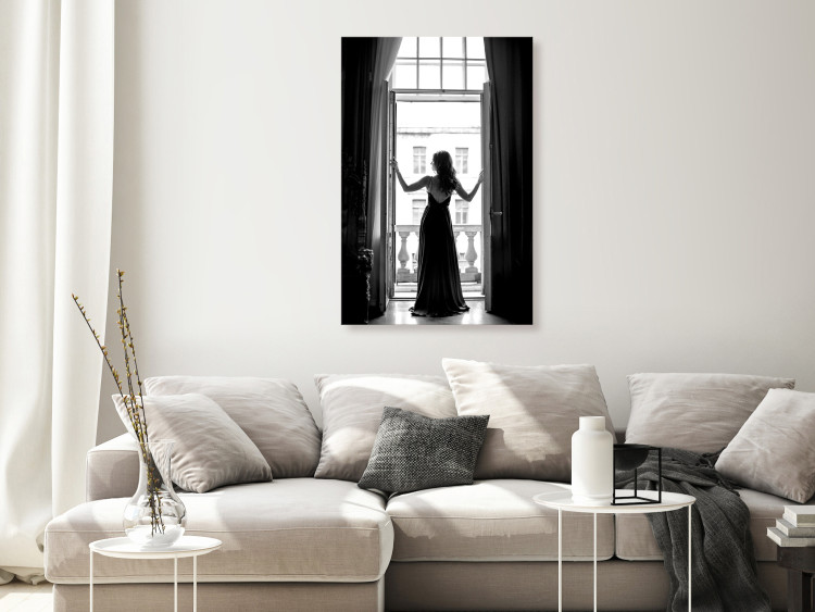 Canvas Art Print Woman in window - black and white photograph with woman silhouette 132251 additionalImage 3