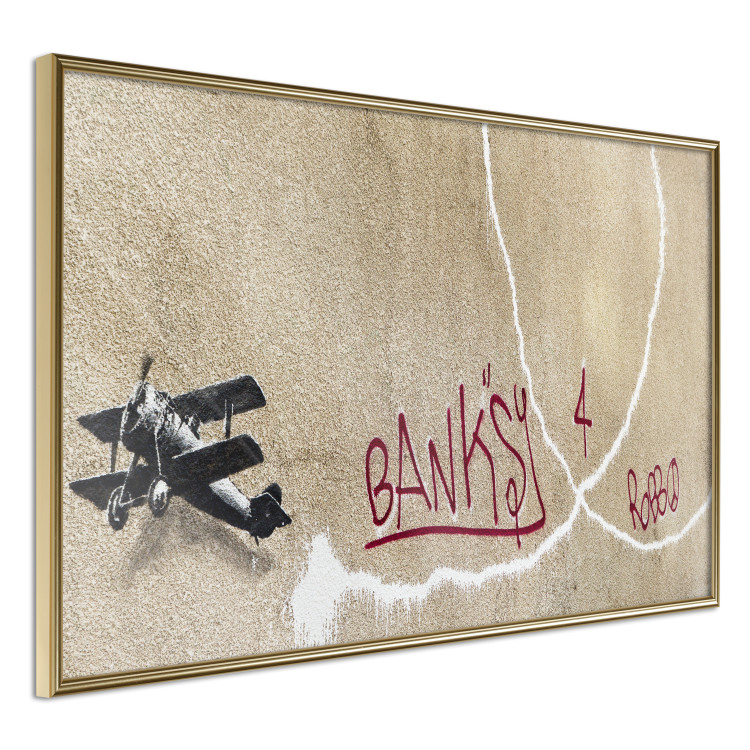 Wall Poster Biplane - mural of an airplane and red graffiti on a light wall 132451 additionalImage 12