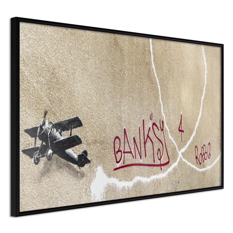 Wall Poster Biplane - mural of an airplane and red graffiti on a light wall 132451 additionalImage 10