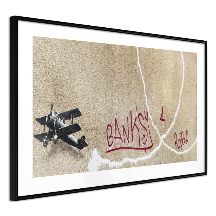 Wall Poster Biplane - mural of an airplane and red graffiti on a light wall 132451 additionalImage 11