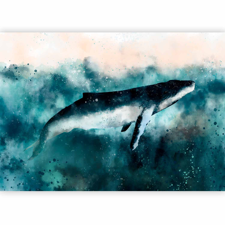 Photo Wallpaper Big fish - fantasy landscape with whale on the background of turquoise ocean 134251 additionalImage 1