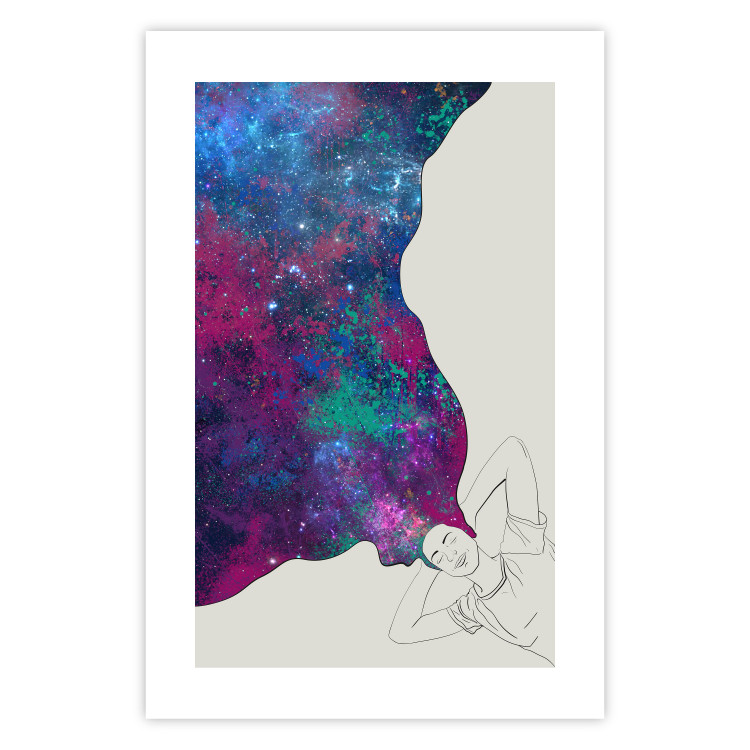 Poster Cosmic Dreams - abstract woman with hair resembling space 134451 additionalImage 23