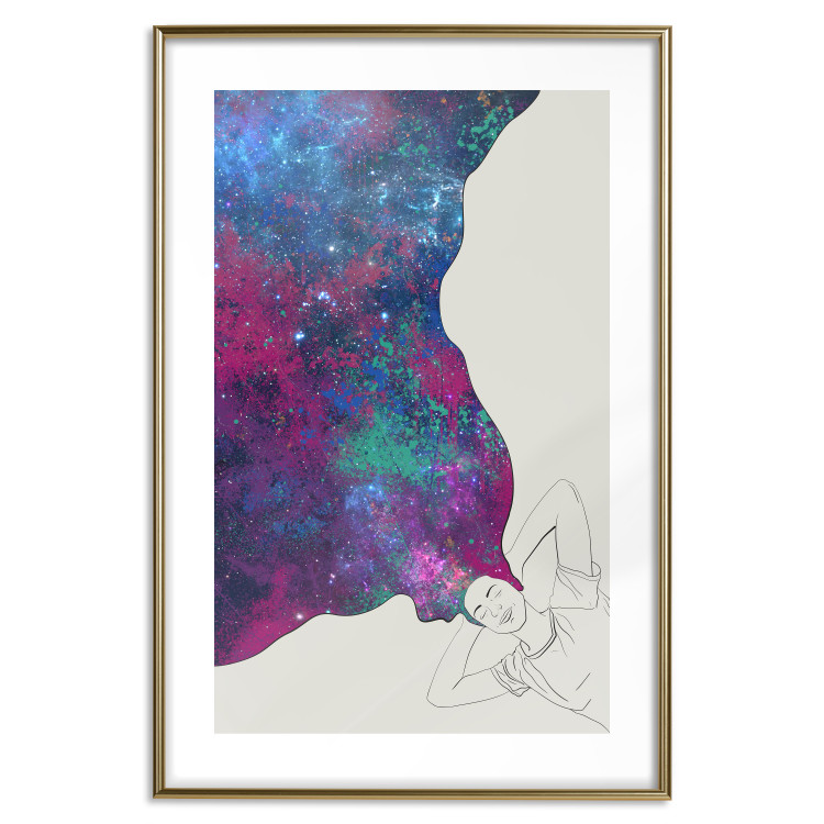 Poster Cosmic Dreams - abstract woman with hair resembling space 134451 additionalImage 16
