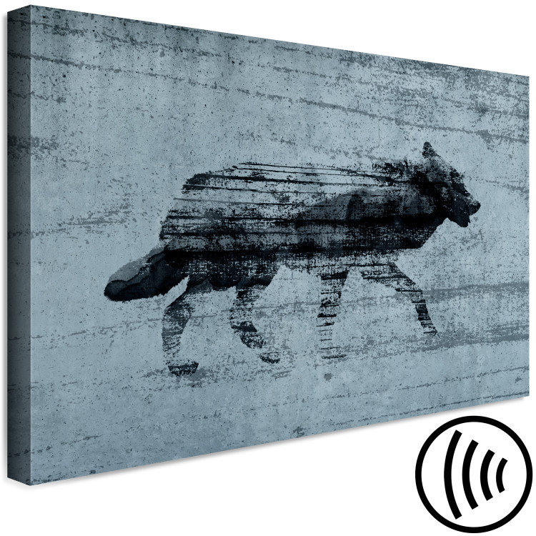 Canvas Art Print Figure Wolf - Creeping animal on a gray-blue background 134851 additionalImage 6