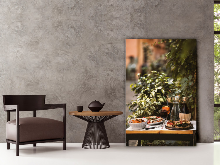 Canvas Italian meal - still life photo with plants in the background 135851 additionalImage 3
