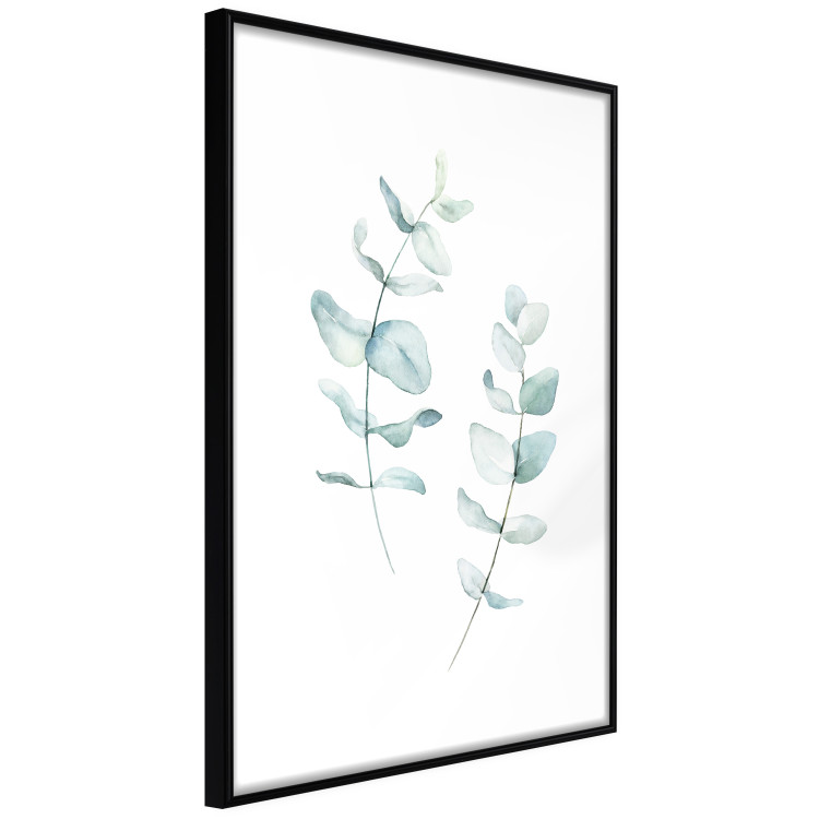 Wall Poster Lightness - a minimalist composition with green leaves on a white background 136051 additionalImage 2