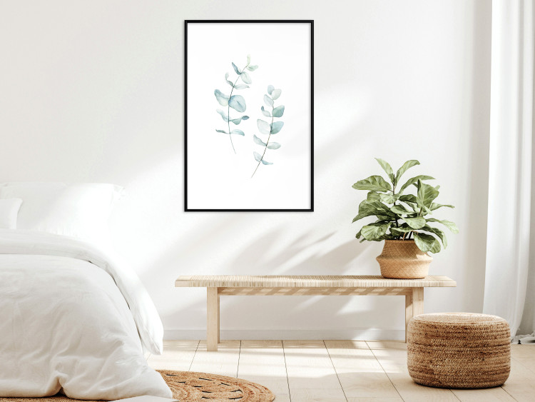 Wall Poster Lightness - a minimalist composition with green leaves on a white background 136051 additionalImage 14