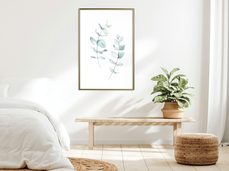 Wall Poster Lightness - a minimalist composition with green leaves on a white background 136051 additionalImage 18
