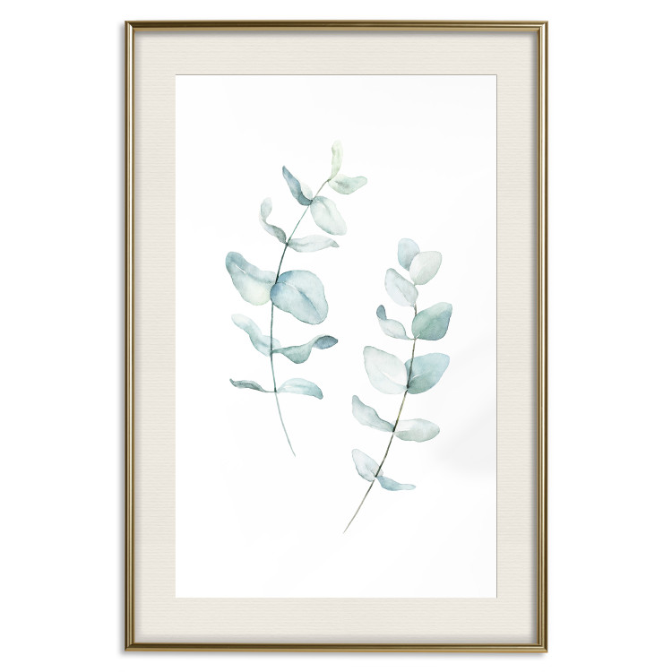 Wall Poster Lightness - a minimalist composition with green leaves on a white background 136051 additionalImage 8
