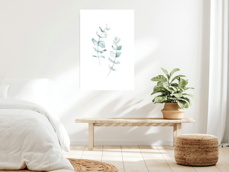 Wall Poster Lightness - a minimalist composition with green leaves on a white background 136051 additionalImage 16