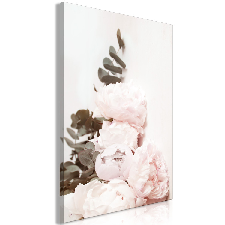 Canvas Print Vanilla Peonies (1-piece) Vertical - flowers in shabby chic motif 136451 additionalImage 2