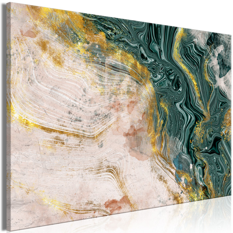 Canvas Art Print Golden Veins in Malachite (1-piece) Wide - modern abstraction 138751 additionalImage 2