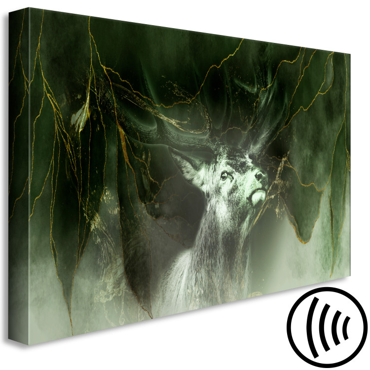 Canvas Print King Stag (1-piece) Wide - majestic animal in greenery 143251 additionalImage 6