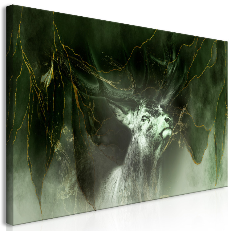 Canvas Print King Stag (1-piece) Wide - majestic animal in greenery 143251 additionalImage 2