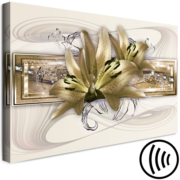 Canvas Art Print Golden Lilies (1-piece) Wide - elegant abstraction in flowers 143551 additionalImage 6