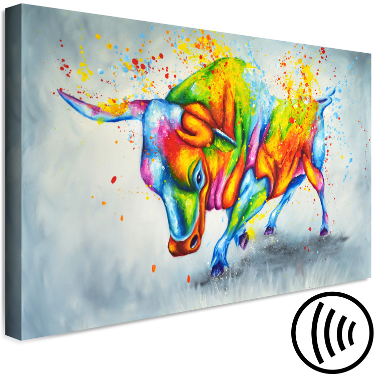 Canvas Multicolored Bull (1-piece) - colorful fantasy with an animal motif 144751 additionalImage 6