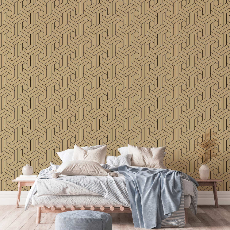 Wallpaper Geometric Motif - Decorative Pattern in Warm Colors of Nature 145751 additionalImage 4