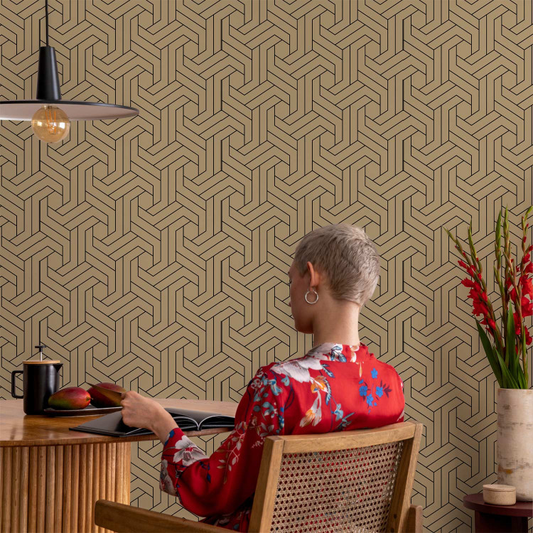 Wallpaper Geometric Motif - Decorative Pattern in Warm Colors of Nature 145751 additionalImage 8