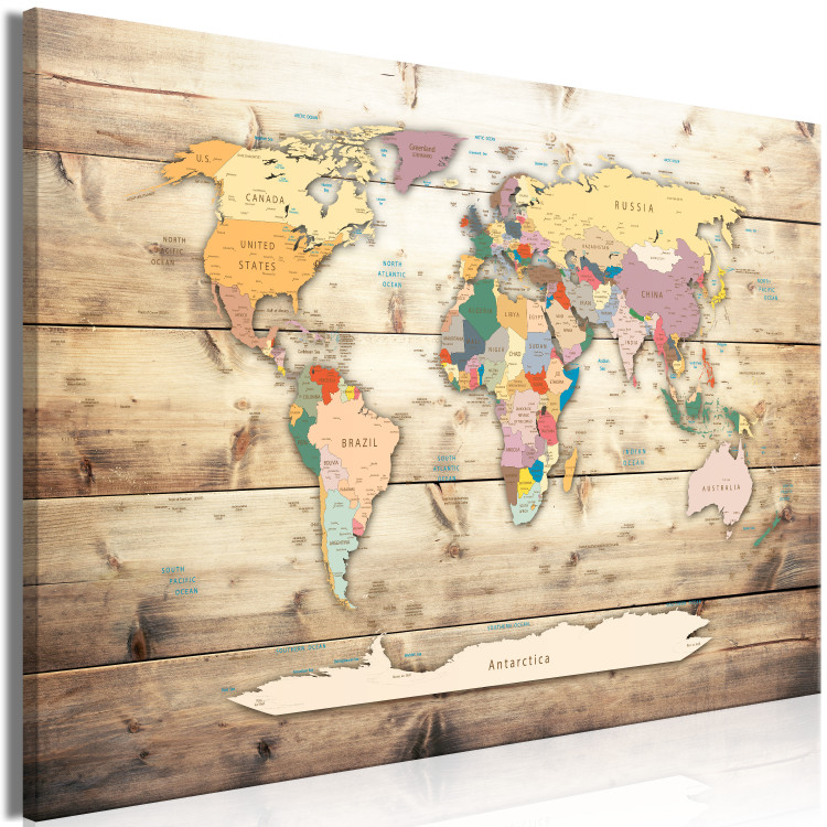 Large canvas print World Map on Wooden Background [Large Format] 150751 additionalImage 3