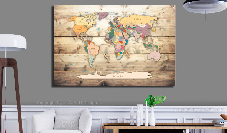 Large canvas print World Map on Wooden Background [Large Format] 150751 additionalImage 6