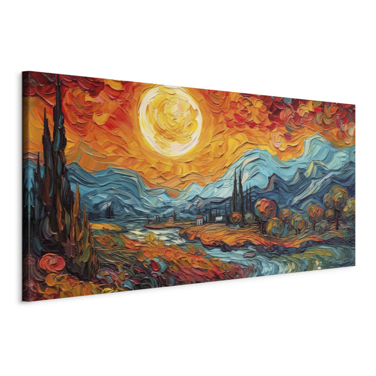 Canvas Print Rural Landscape - Mountain Scenery Inspired by the Work of Van Gogh 151051 additionalImage 2