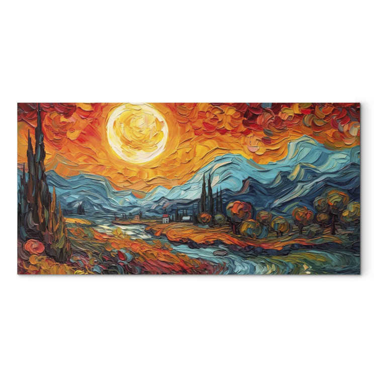 Canvas Print Rural Landscape - Mountain Scenery Inspired by the Work of Van Gogh 151051