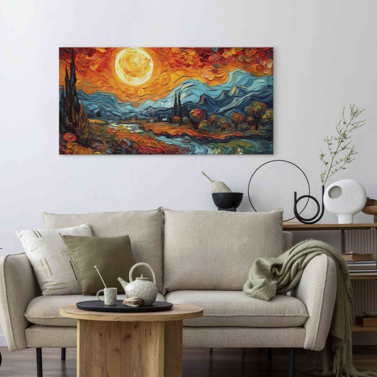 Canvas Print Rural Landscape - Mountain Scenery Inspired by the Work of Van Gogh 151051 additionalImage 3