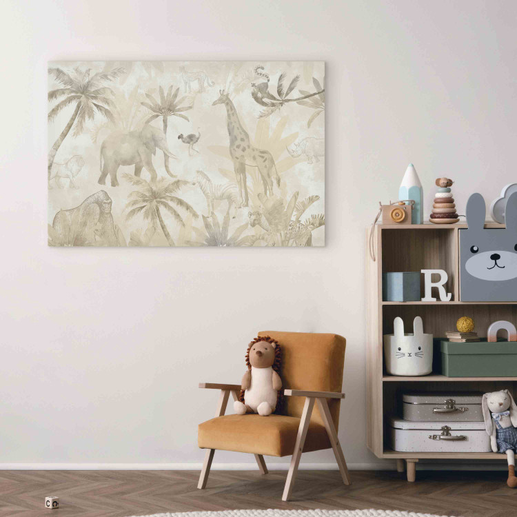 Canvas Print Tropical Safari - Wild Animals in Beige Shades 151251 additionalImage 3