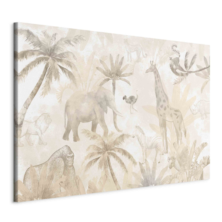 Canvas Print Tropical Safari - Wild Animals in Beige Shades 151251 additionalImage 2