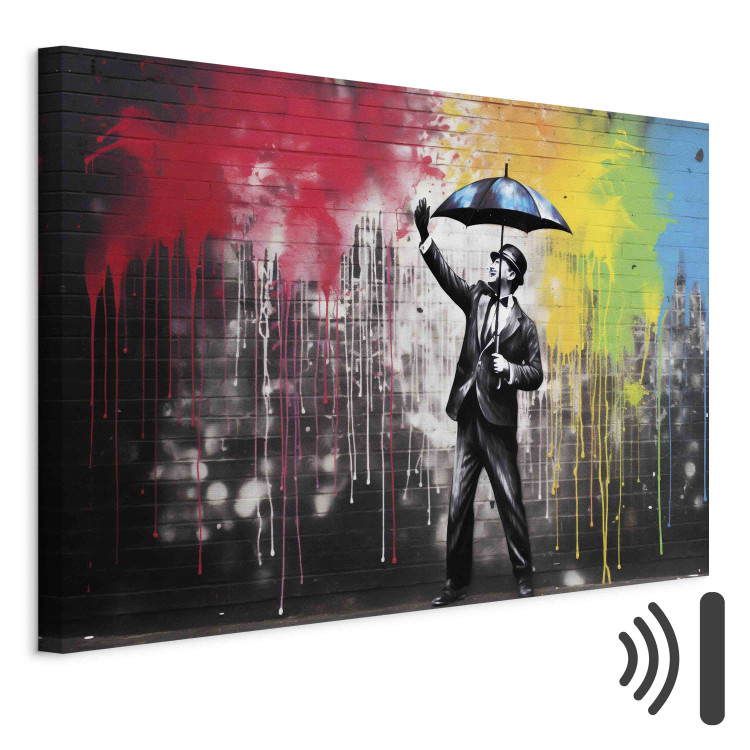 Canvas Print Singin’ in the Rain - Colorful Graffiti in the Style of Banksy 151751 additionalImage 8