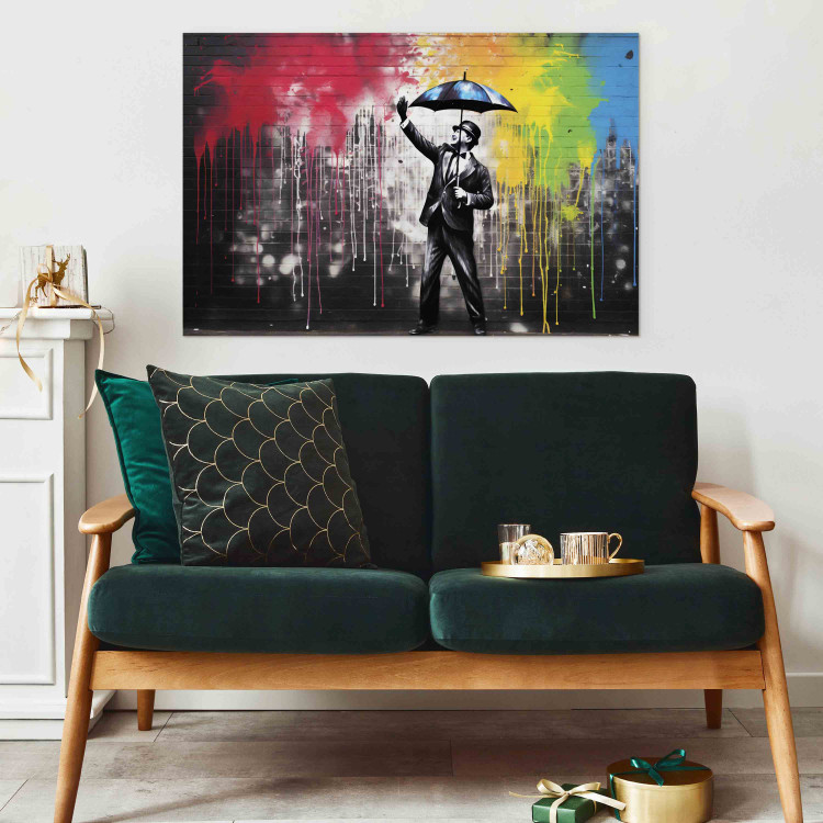 Canvas Print Singin’ in the Rain - Colorful Graffiti in the Style of Banksy 151751 additionalImage 9