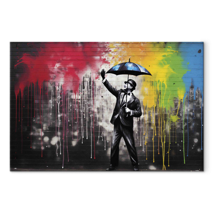Canvas Print Singin’ in the Rain - Colorful Graffiti in the Style of Banksy 151751 additionalImage 7