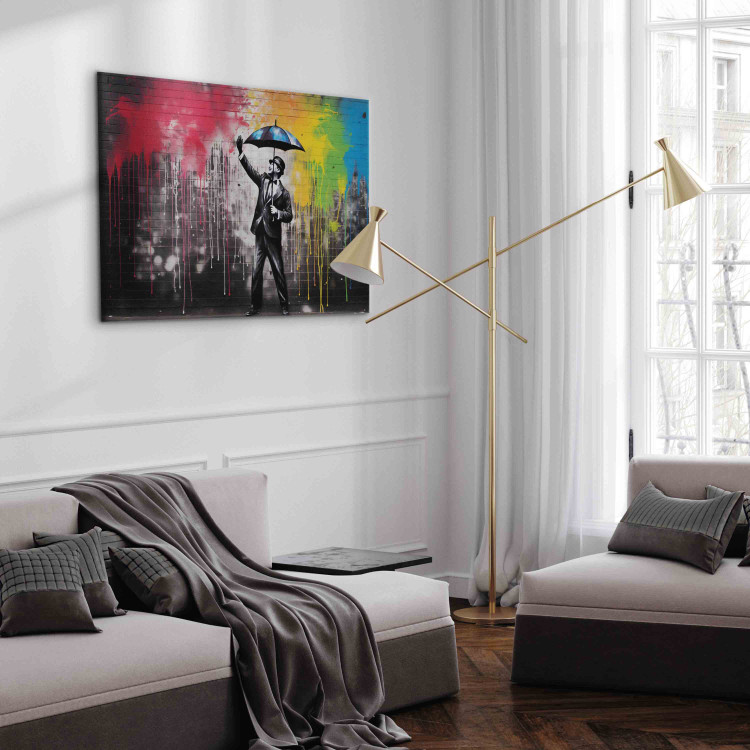 Canvas Print Singin’ in the Rain - Colorful Graffiti in the Style of Banksy 151751 additionalImage 4